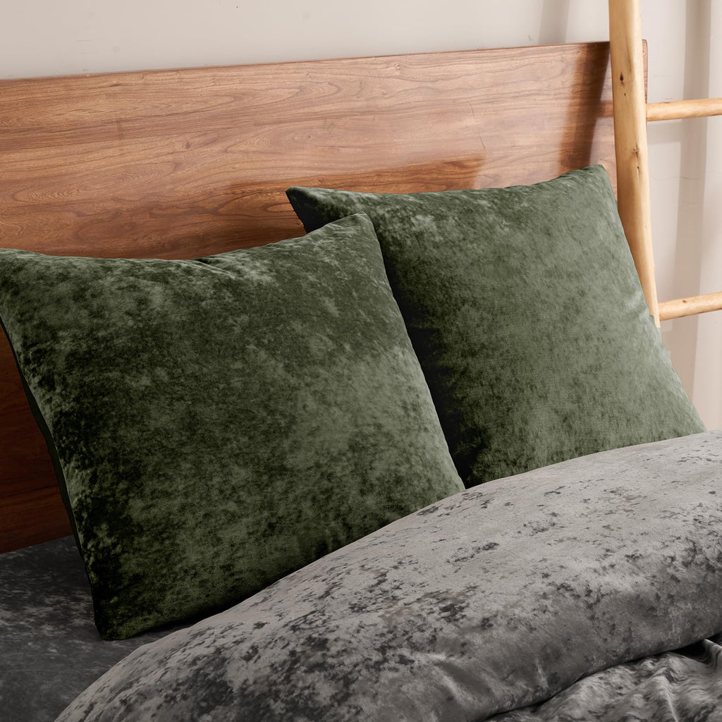 Truly Velvet Euro Shams 26" x 26", Smokey Olive, No Insert, 2 Pack