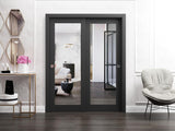 Sliding Closet Door SARTODOORS Lucia 1299 Bypass Interior Doors with Mirror, Solid Wood, 60x80, Blac