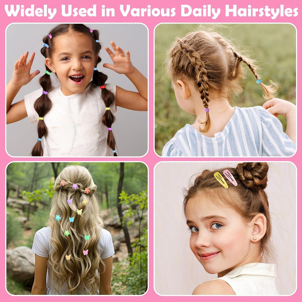 Hair Accessories for Girls, 1695 Pcs Toddler Hair Ties Elastic Hair Ties with Hair Clips Hair Tail Tools, Girls Hair