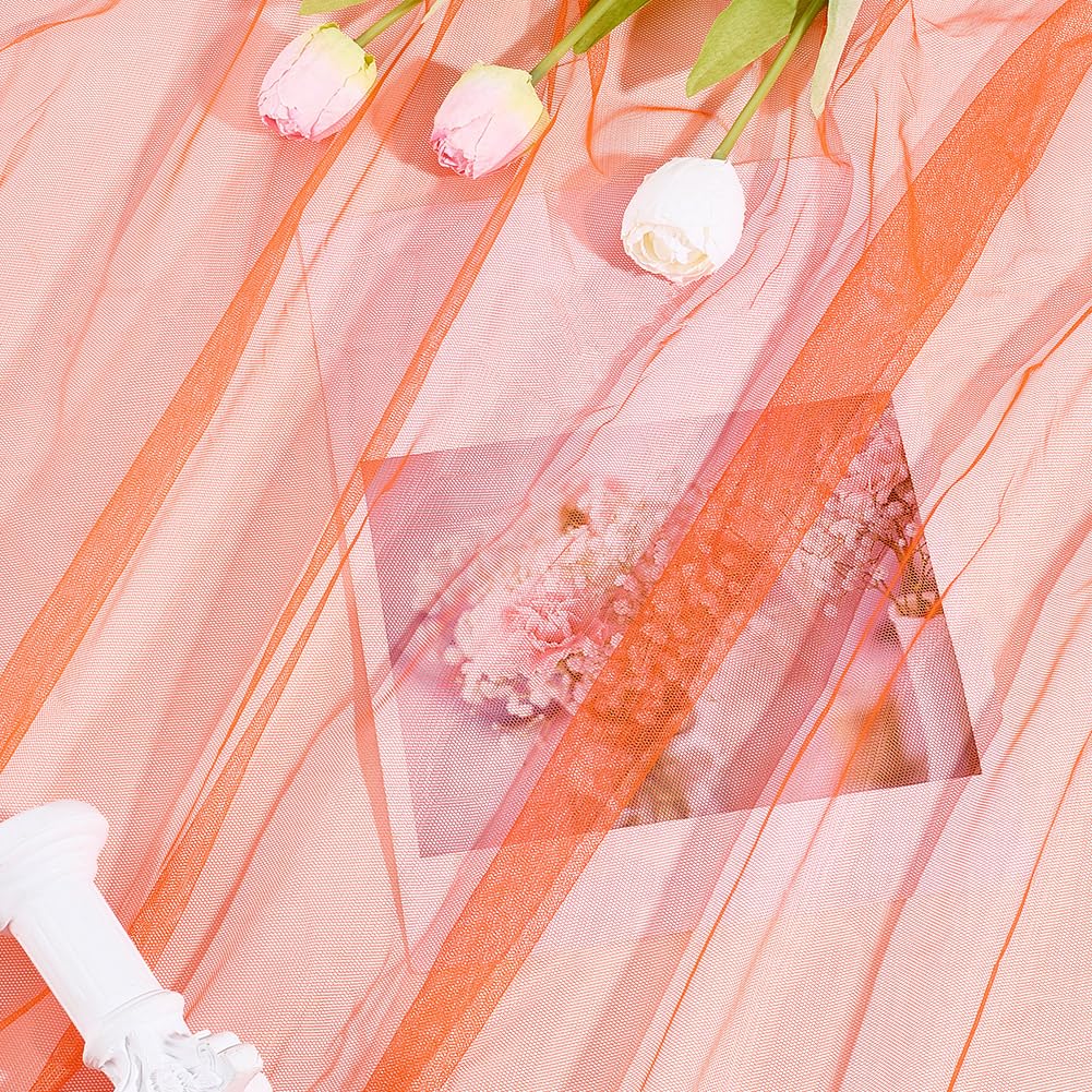 63 Inch Orange Mesh Fabric by The Yard Breathable Polyester Netting Tulle Cloth Soft Voile Solid Sheer Gauze Mosquito