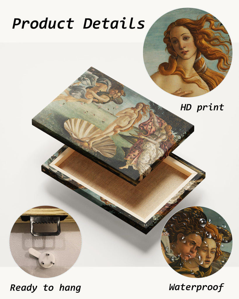 Birth of Venus Canvas Prints - Wrapped Gallery Canvas Wall Art - Classical Renaissance Decor - Vintage Masterpiece