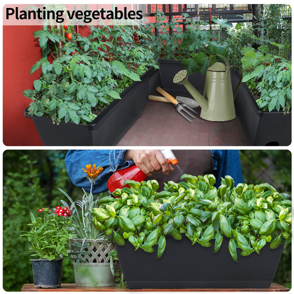 Window Box Planter, 10Pack Plastic Vegetable Flower Planters Boxes