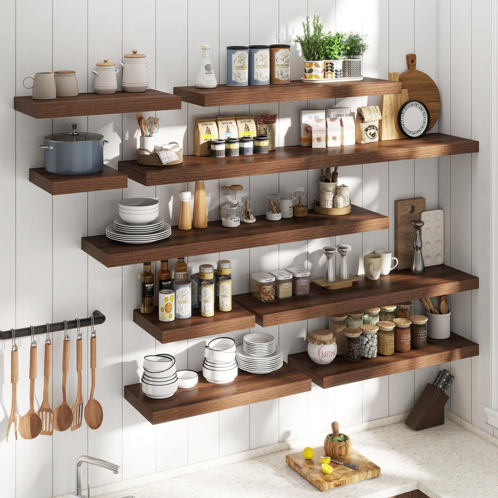24 Inch Floating Shelves for Wall 2 Pack, 12"D Wood Gra Shelves