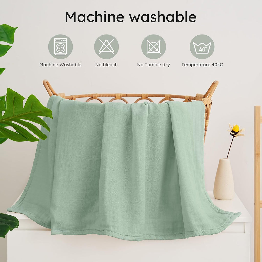 Muslin Swaddle Blankets, Organic Baby Blankets, 47 x 47 Inches Receiving Blanket for Baby Boys and Girls, Baby