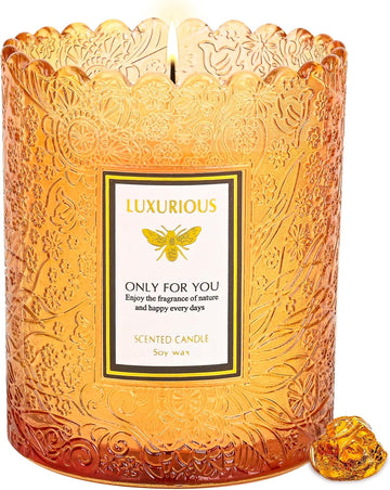 Amber Scented Candle, Candles Scented, Candles Gifts for Women & Men, Luxury Glass Jar Candle, Natural Soy Candle, 40 - Set of 7