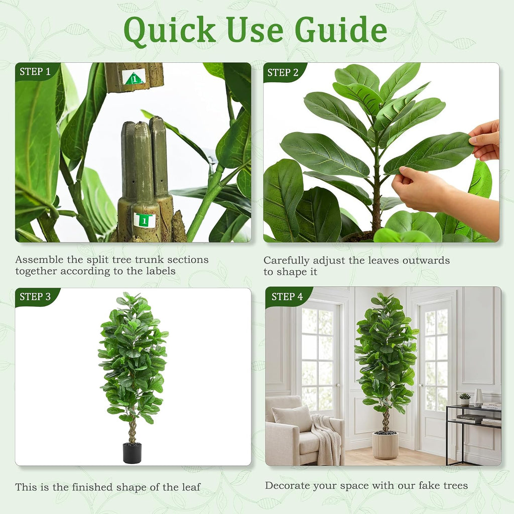 Artificial Fiddle Leaf Fig Tree 7FT, Large Faux Plants Indoor