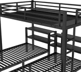 Full XL Over Twin Over Twin Triple Bunk Beds with Storage Drawers, Shelves