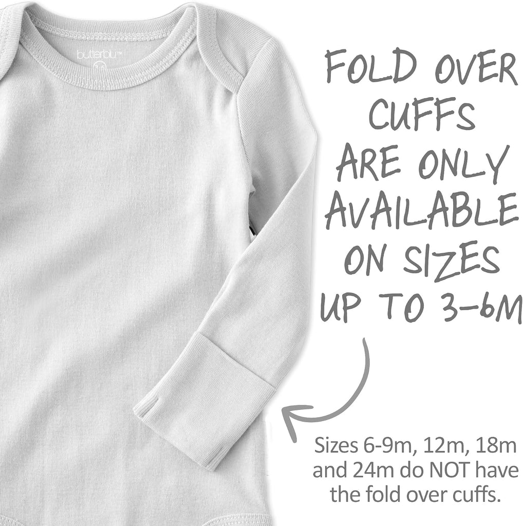 Sterling Pack Side Snap Long Sleeve Bodysuits 100% Cotton