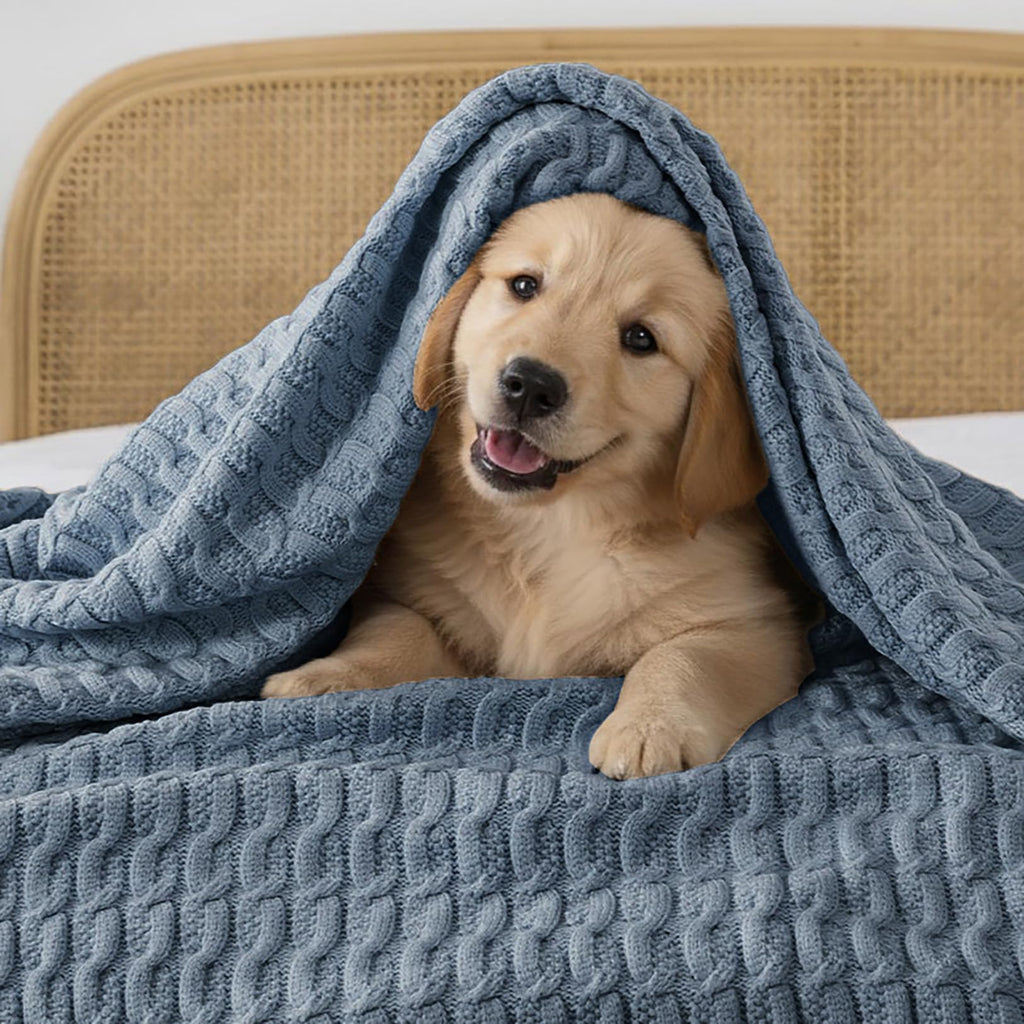 Cable Knit Throw Blanket - Super Soft, Warm & Lightweight Knitted Jacquard Throw Blanket for Couch, Sofa, Bed, Chair