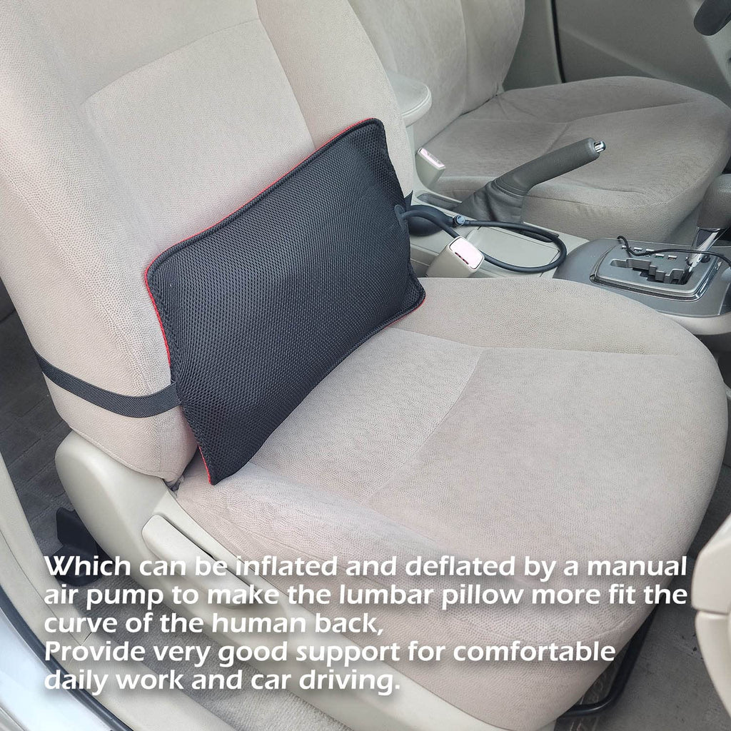 2Pack Inflatable Lumbar Support Pillow Chair and Car Seat, Back Support Cushion with Air Pump for Reducing Lower Back