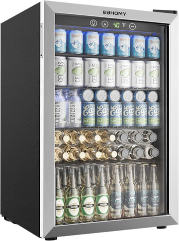4.5 Cu.ft Beverage Refrigerator and Cooler, 145 Can Mini fridge with Glass Door 