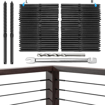 Swage Lag Screws for Cable Railing - 80 Pack Black T316 Stainless Steel Left and Right Handed Thread - 1/8" Cable