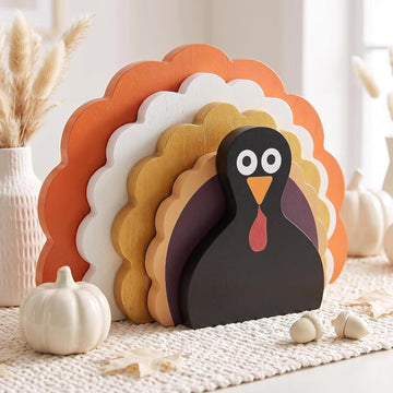 Stackable Wooden Fall Table Turkey Decor