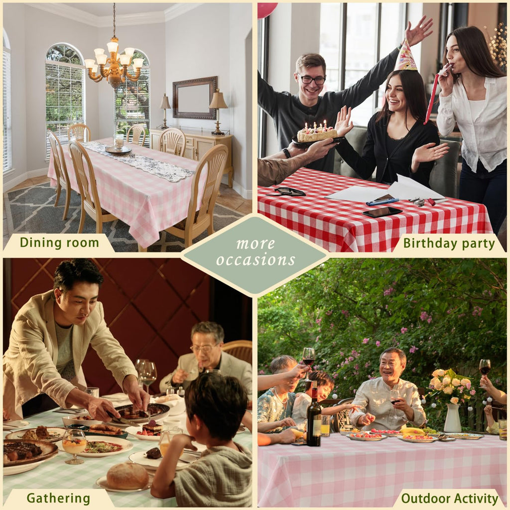 Rectangle Table Cloth Waterproof Gingham Red 57"x118"