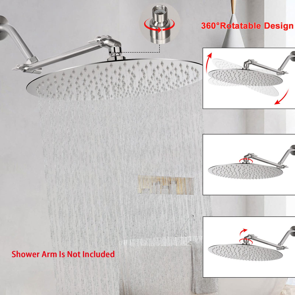 Rain Shower Head, Ultra-Thin Design-Pressure Boosting, Awesome Some Experience, High Flow Stainless Steel Rainfall