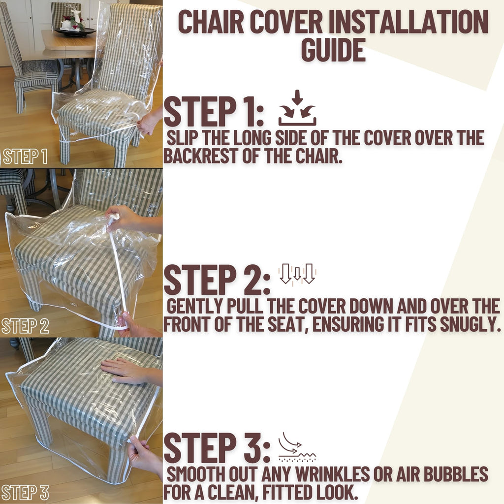2-Pack Clear PVC Dining Chair Covers, Spill-Resistant Protectors