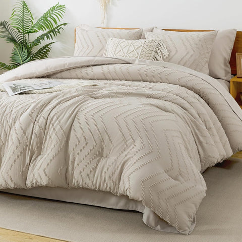 Litanika King Comforter Set with Sheets Beige
