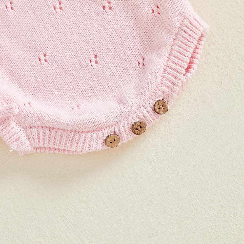 Newborn Baby Girl Sweater Ruffle Knit Romper Wrap Bodysuit