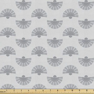 Geometric Fabric by The Yard, Japanese Traditional Fan Pattern in Pale Colored Image Ornamental Abstract Art