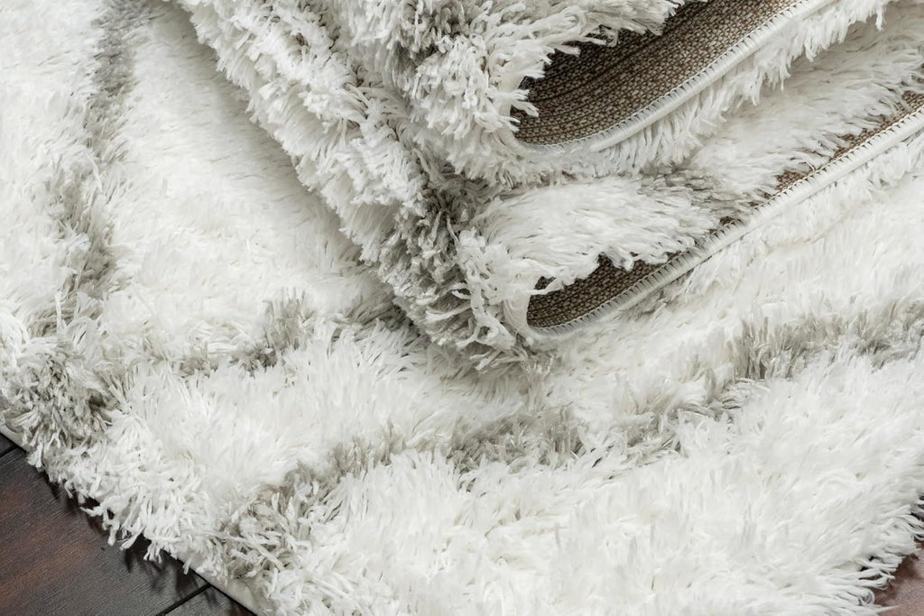 Ivory/Grey Shag Area Rug - Style 7431-100