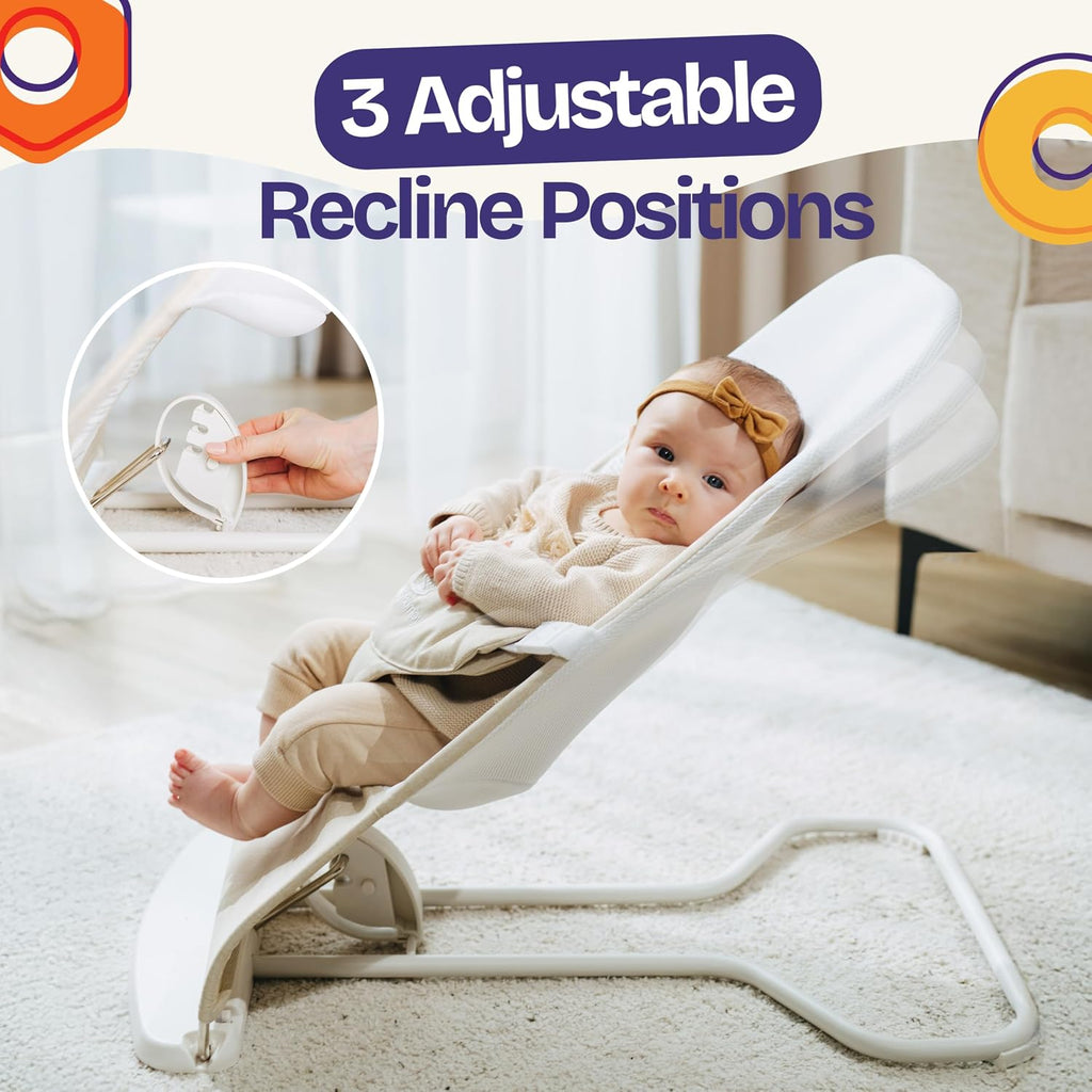 Portable Baby Bouncer, Organic Cotton, Position Recline