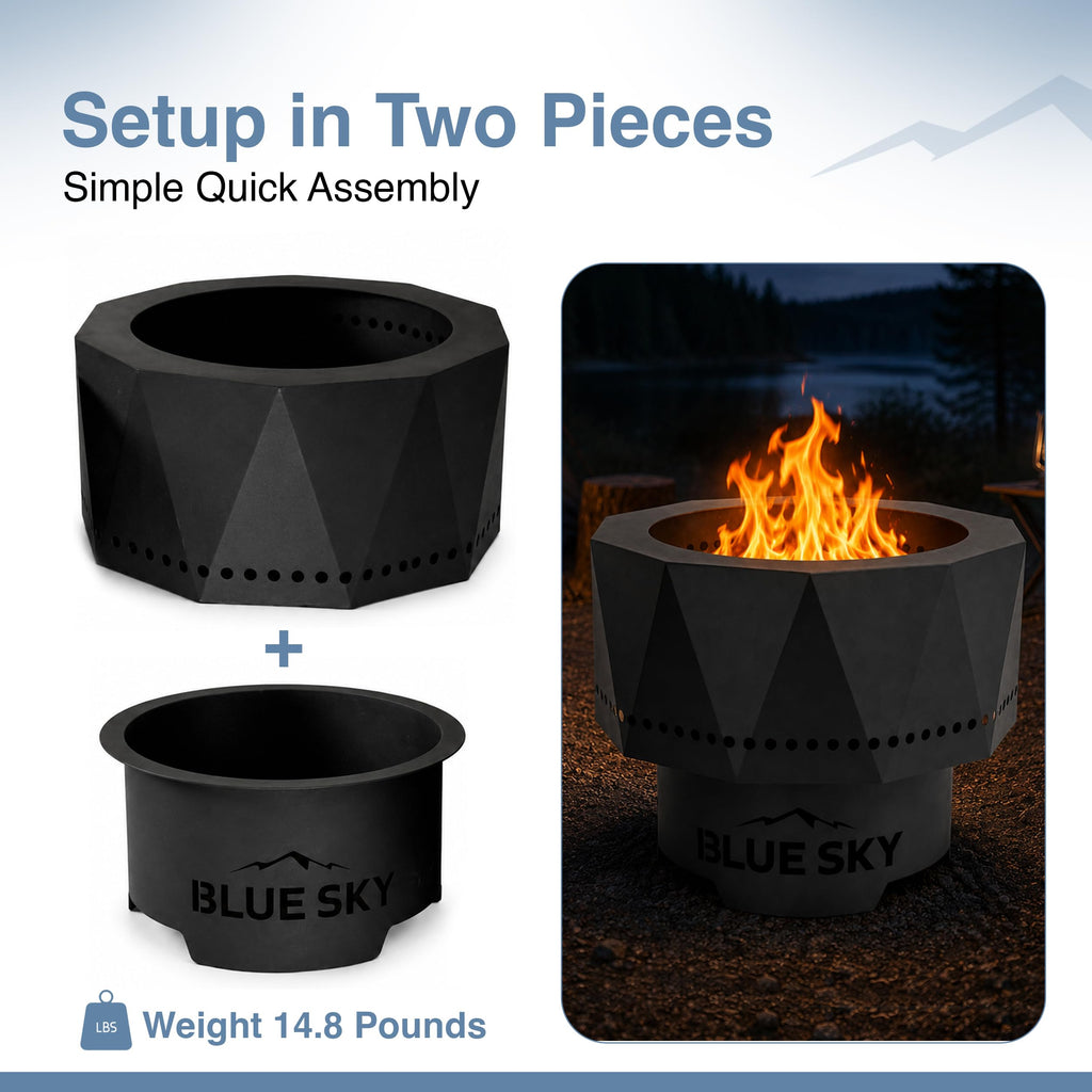 Ridge Portable Fire Pit, Portable Smokeless Fire Pit with Carrying Bag, Black