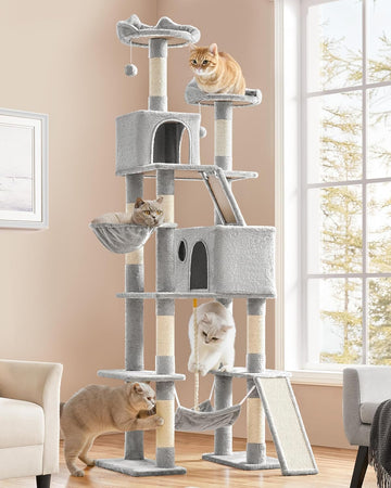 82.5in Tall Cat Tree for Large Cats, Sturdy Multi-Level Condo