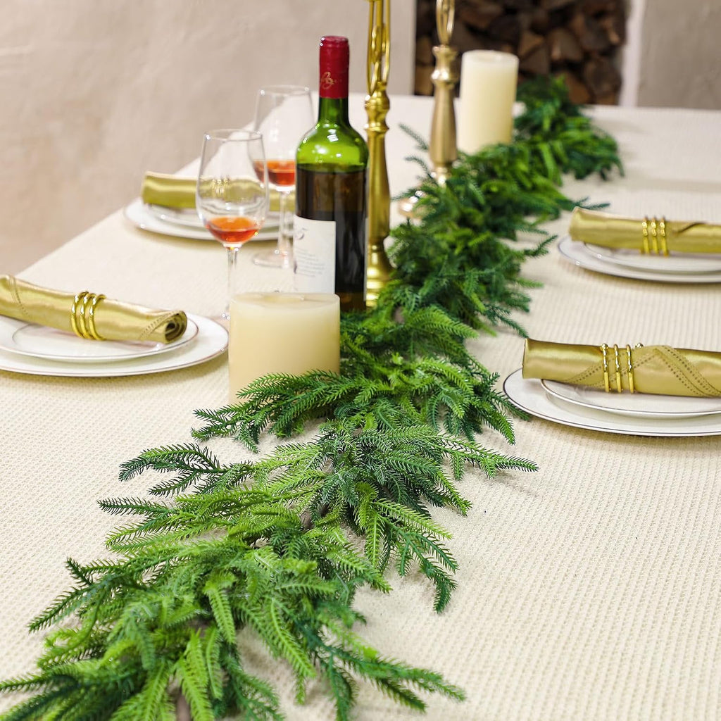 1 Pcs 18 Feet Christmas Norfolk Pine Garland Realistic Artificial Faux Greenery Cedar Garland for Mantle Holiday