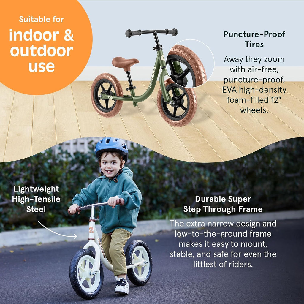 Cub Toddler Balance Bike for Ages 18 Months - 3 Years - 12in No-Pedal Beginner Bicycle with Adjustable Seat