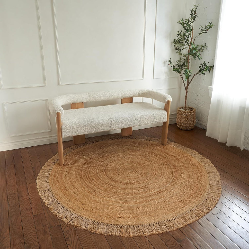 Beautiful 5x5 ft Round Jute Area Rug - Natural Hand Woven Braided Circle | Fits Perfectly Into Your Entry Area