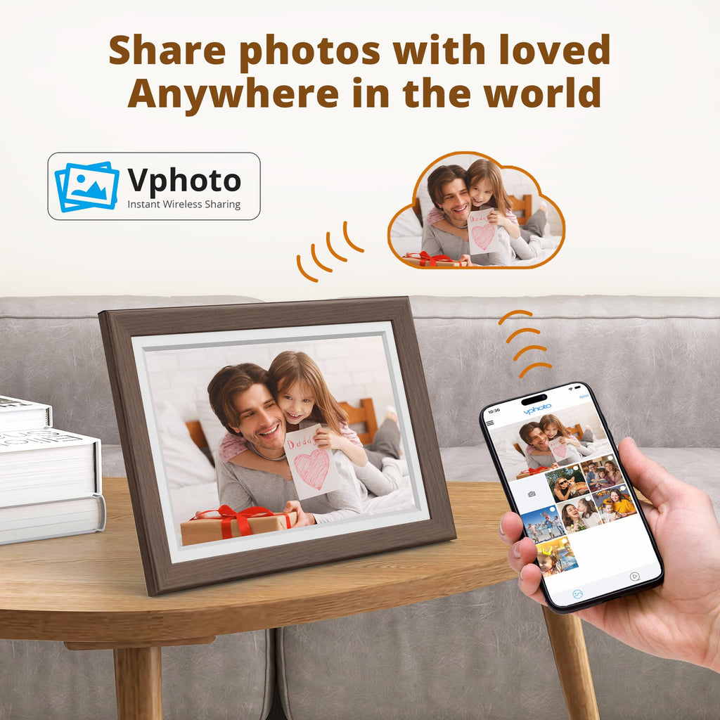 Digital Picture Frame WiFi 10 inch IPS Touch Screen Digital Photo Frame Display, 32GB Storage, Auto-Rotate, Share