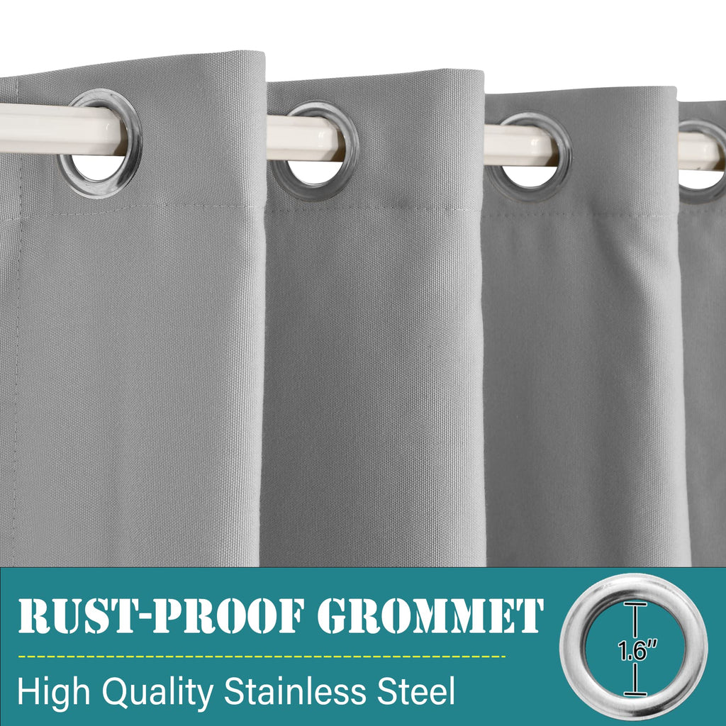 Extra Wide Indoor/Outdoor Windproof Curtains Top Bottom Grommets Canvas Drapes for Outdoor Pavilion Privacy