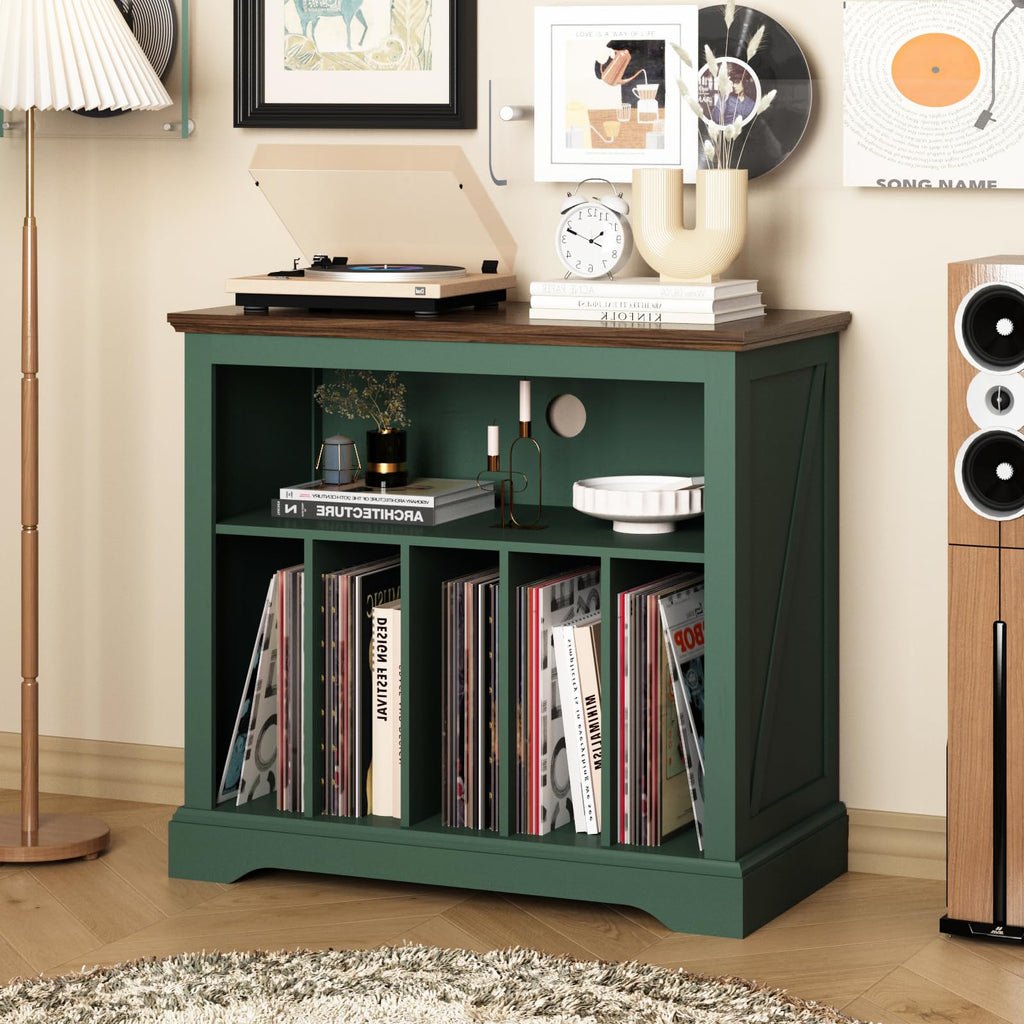 Large Farmhouse Record Player Stand, 31.5" Turntable Stand, Green