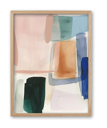 12x16in Geometric Color Block Framed Abstract Wall Art