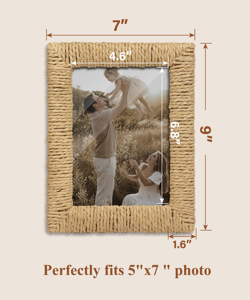 Boho 5x7 Picture Frame Rattan Photo Frame
