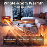 Freestanding Electric Fireplace Stove with Remote Control, 1500W Infrared Heater, 3D Flame Effect, Thermostat and Overheat Protection, Portable Indoor Fireplace