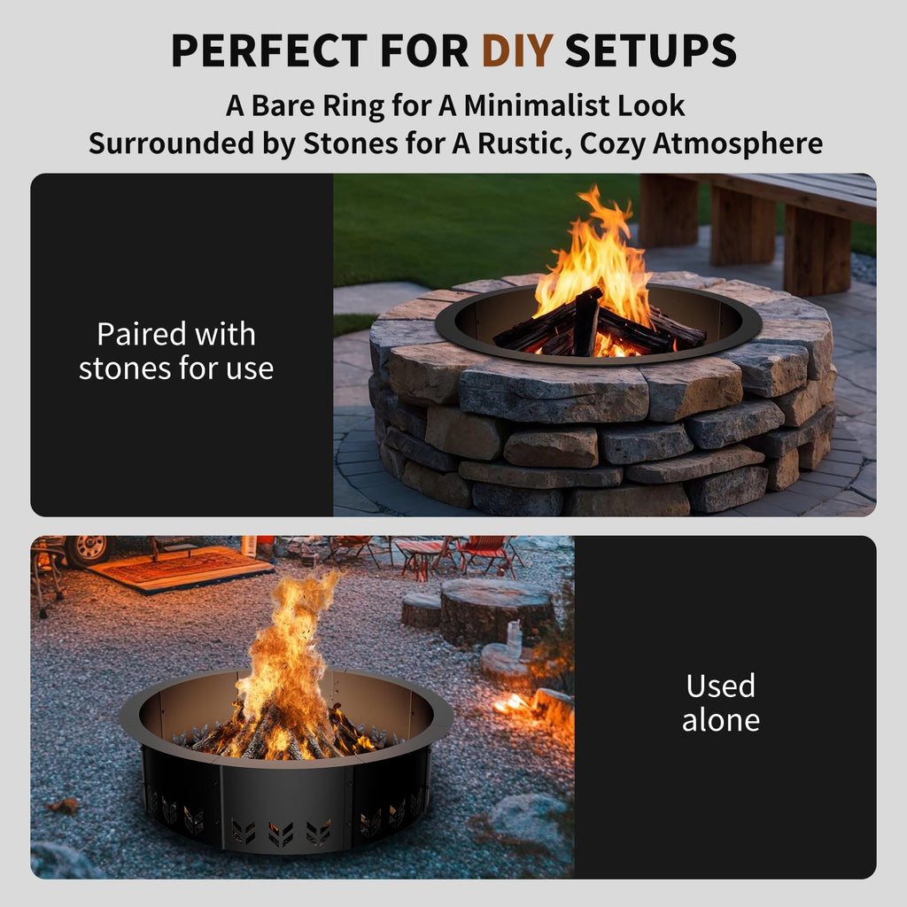 30 Inch Fire Pit Ring Insert for Garden Patio Backyard