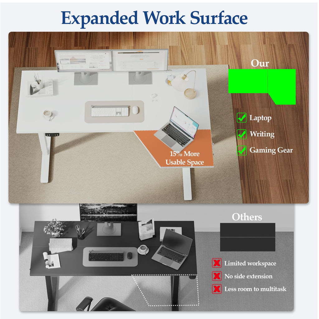 L Shaped Standing Desk, 63 Inch Corner Desk, White