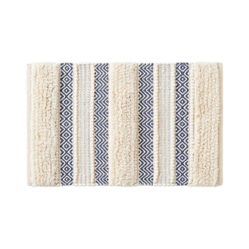 Asher Non-Slip Bath Rug Absorbent Quick Dry Striped, 20 x 32, Navy