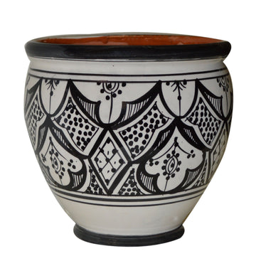 Handmade Ceramic Flower Pot Moroccan Indoor Outdoor Mediterranean Spanish Style Garden Drain Hole Planter White &