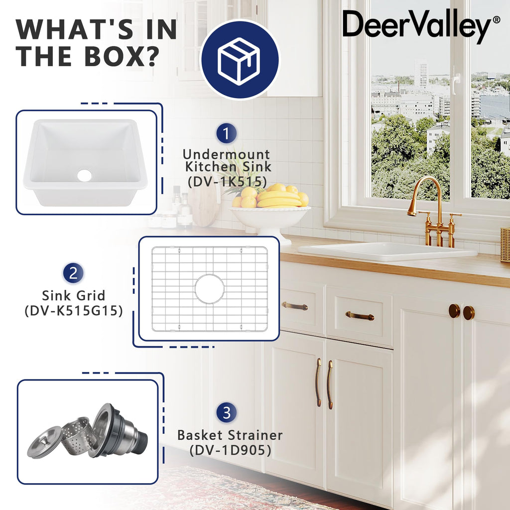 Farmhouse Kitchen Sink 24 inch Fireclay Undermount Farm Sink