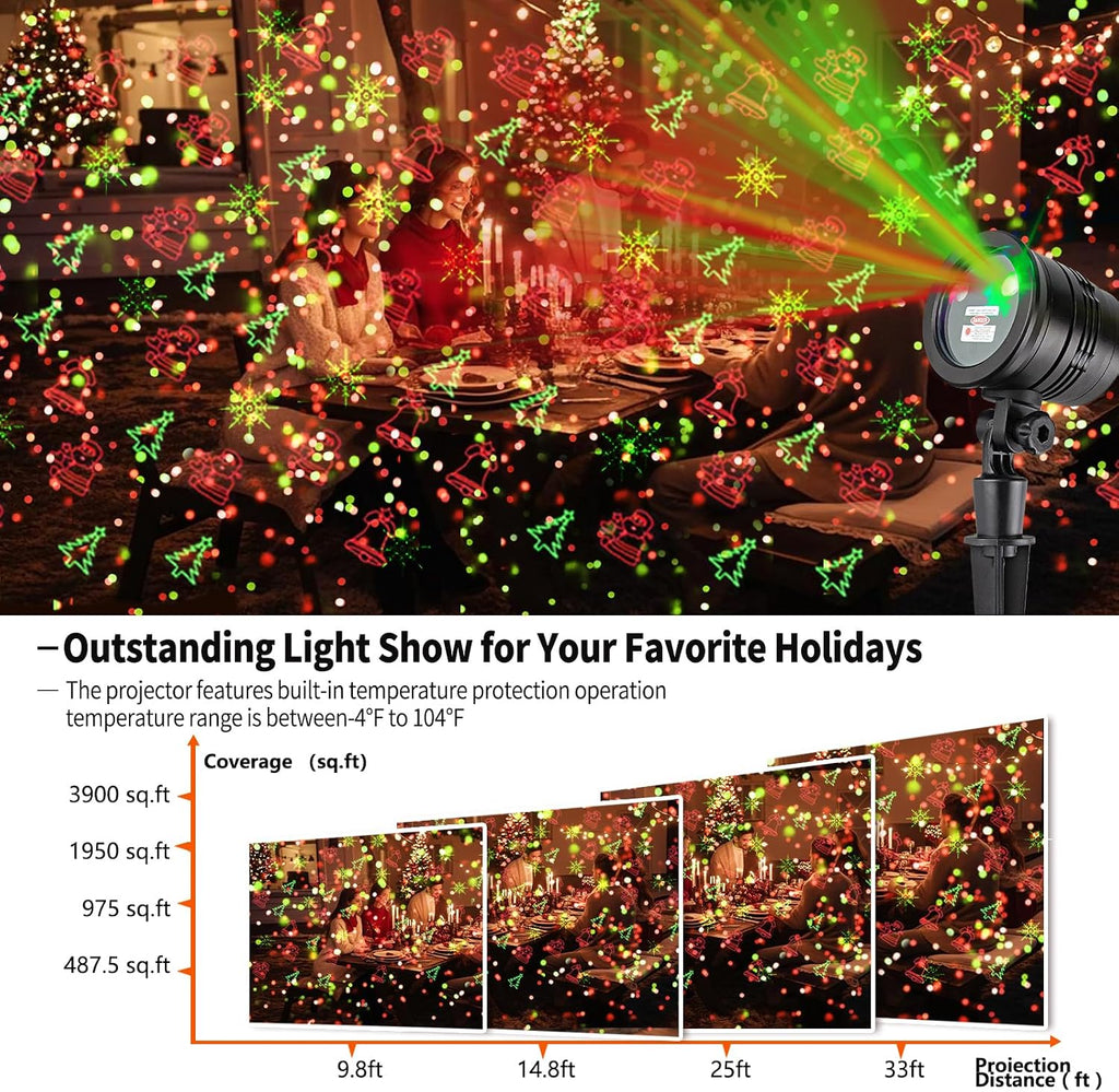 Laser Christmas Projector Lights Outdoor: Waterproof Outdoor Christmas Decorations Laser Light, Projection Christmas