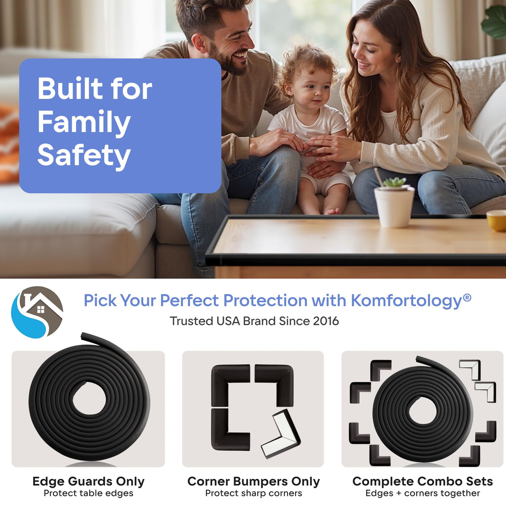Proof Corners & 15ft Edges with Furniture Corner & Edge Safety Bumpers, Impact-Absorbent Bumper & 4 Foam Corner