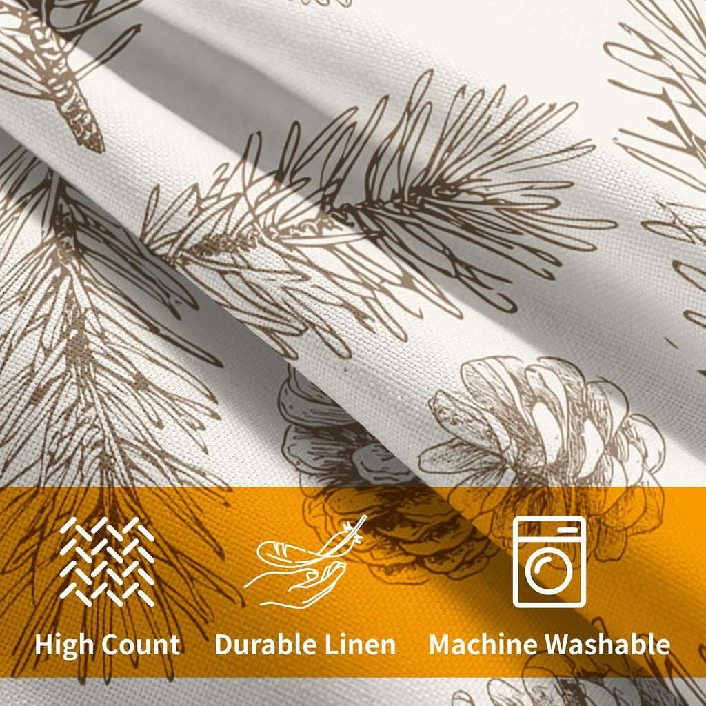 Winter Pinecone Pillow Covers 18 x 18 Inch Christmas Pine Cone Pattern Decoration Pillow Case Pine Needle - Set of 2