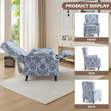 Pushback Floral Recliner Chair, Fabric Upholstered Armchair Push Back Accent Chair for Living Room