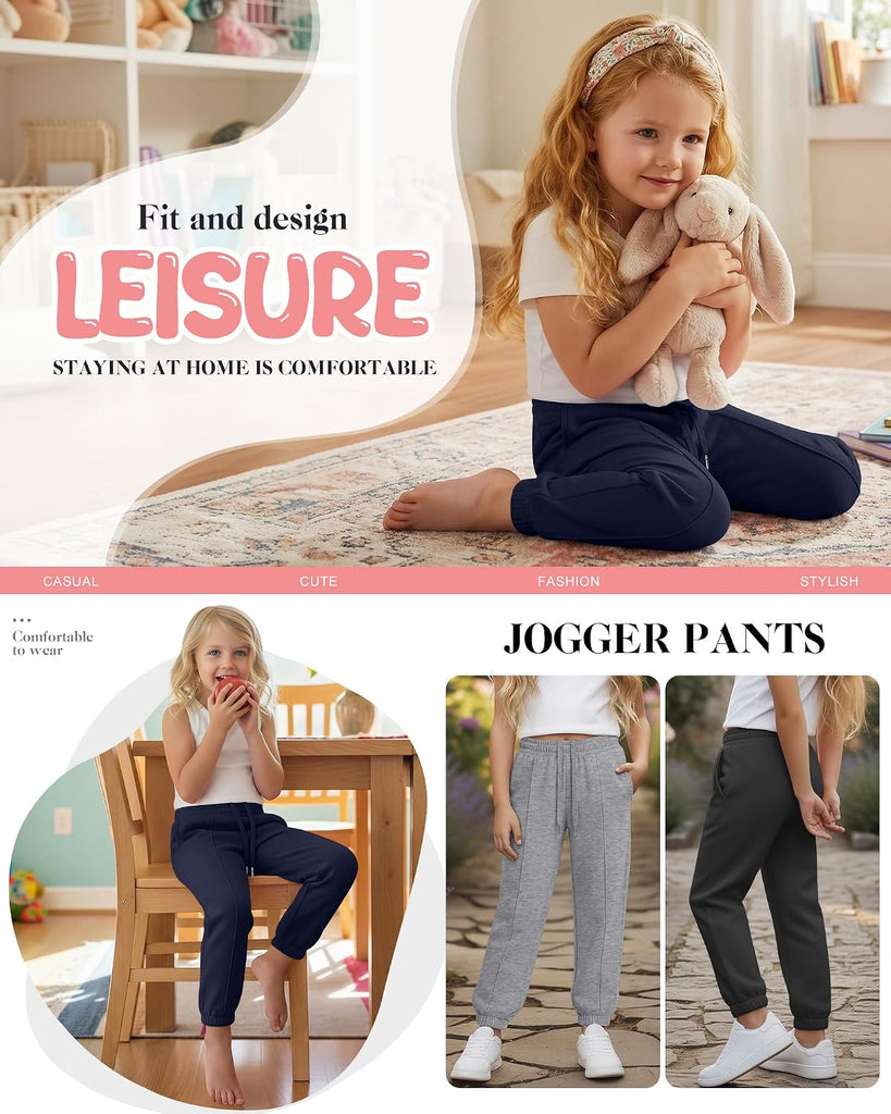 3 Pack Girl's Joggers Sweatpants School Pants