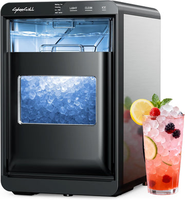 Nugget Ice Maker Countertop 44lbs Per Day Pebble Sonic Ice Makers Machine Chewable Pellet Ice with Self-Cleaning