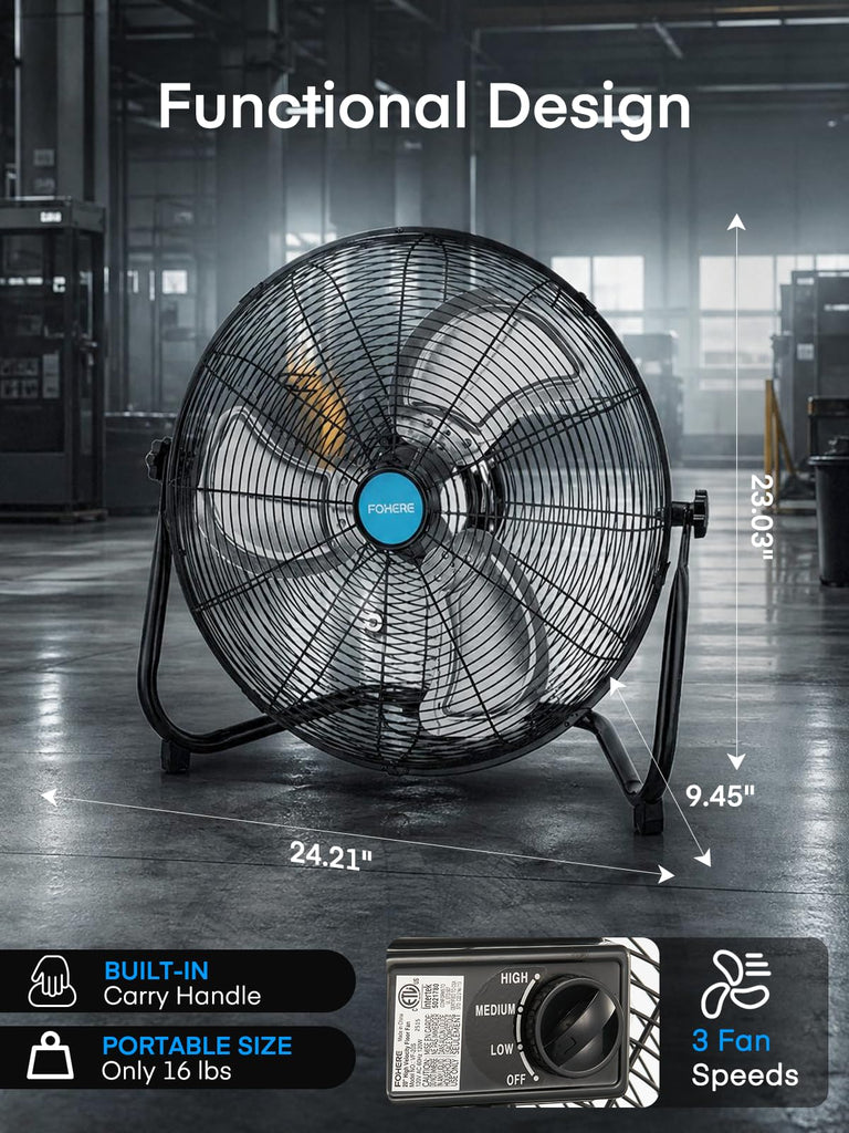 2-Pack 20-Inch High Velocity Floor & Wall Mount Fans, 4700 CFM