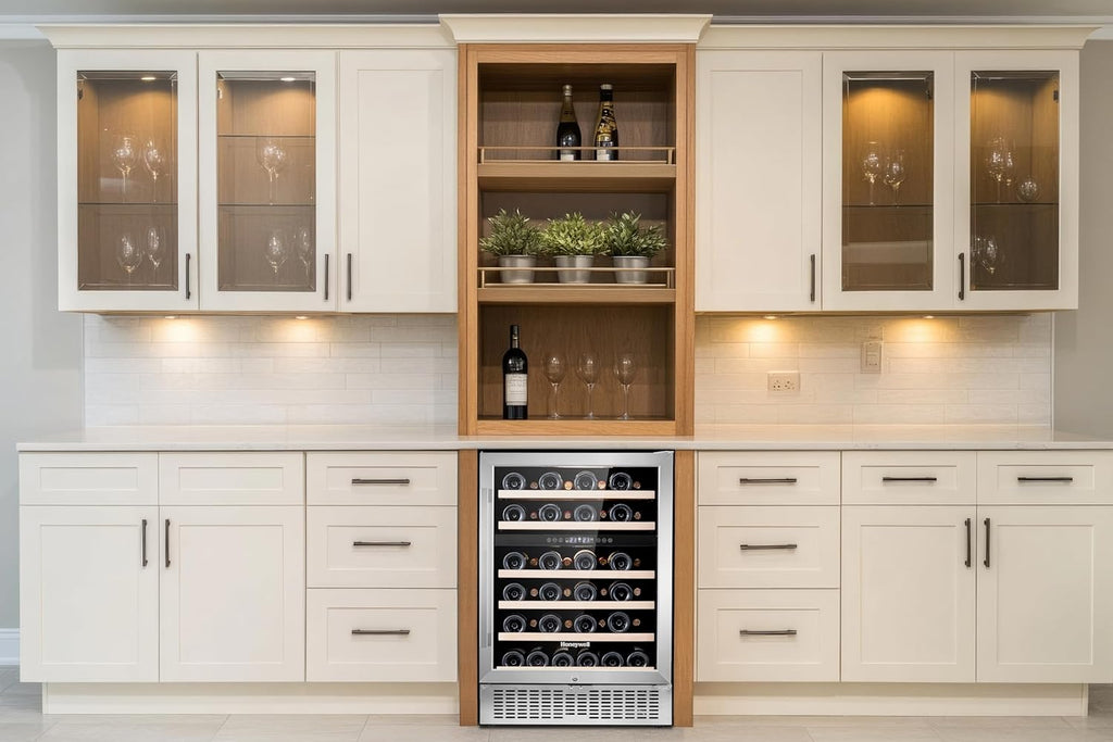 46 Bottle Dual Zone Compressor Wine Cooler Refrigerator, Large Freestanding Wine