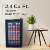 2.4 Cu. Ft. Beverage Cooler, Beverage Fridge with Double Pane Glass Door